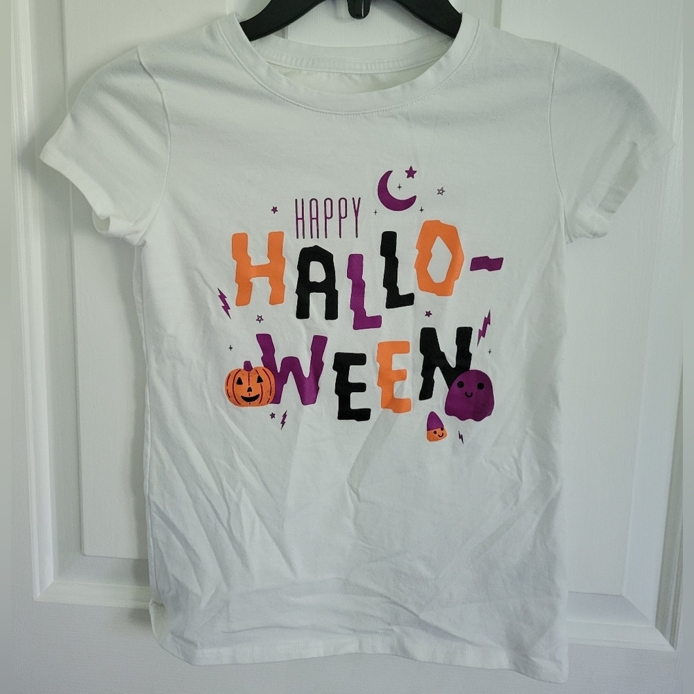 Cat & Jack Girls Happy Halloween Short Sleeve Tee Size Medium 7/8